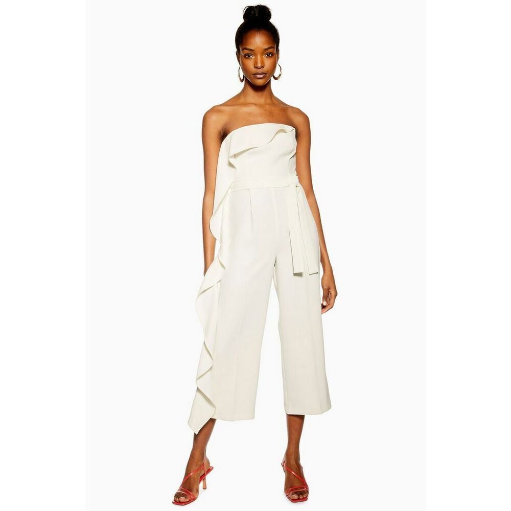 Topshop Women's Sleeveless Ruffles Playsuit In Ivory Size 8 US $169 no belt